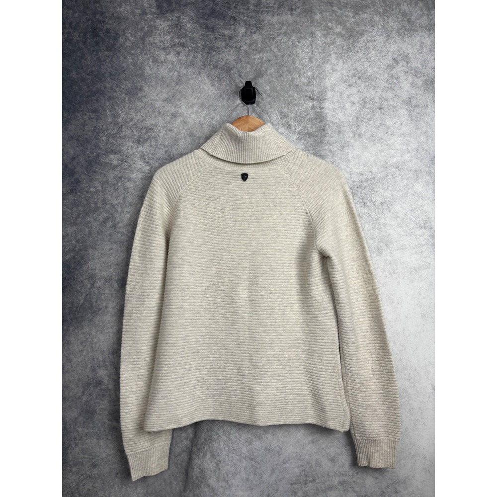 KUHL Women's Solace Sweater Wool Blend Ribbed Cowl Neck in Natural Size Small - Picture 5 of 10